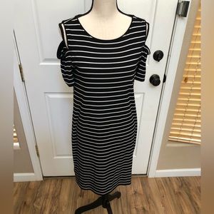 White House Black Market Cold Shoulder jersey knit Striped Print Dress. Size M